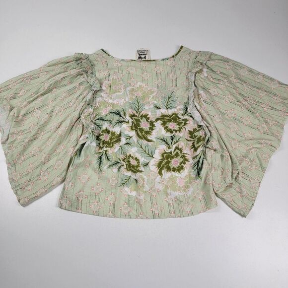 JAASE Floral Boho Multicolor Blouse Top Womens size Large Oversized Jaase - Picture 4 of 14